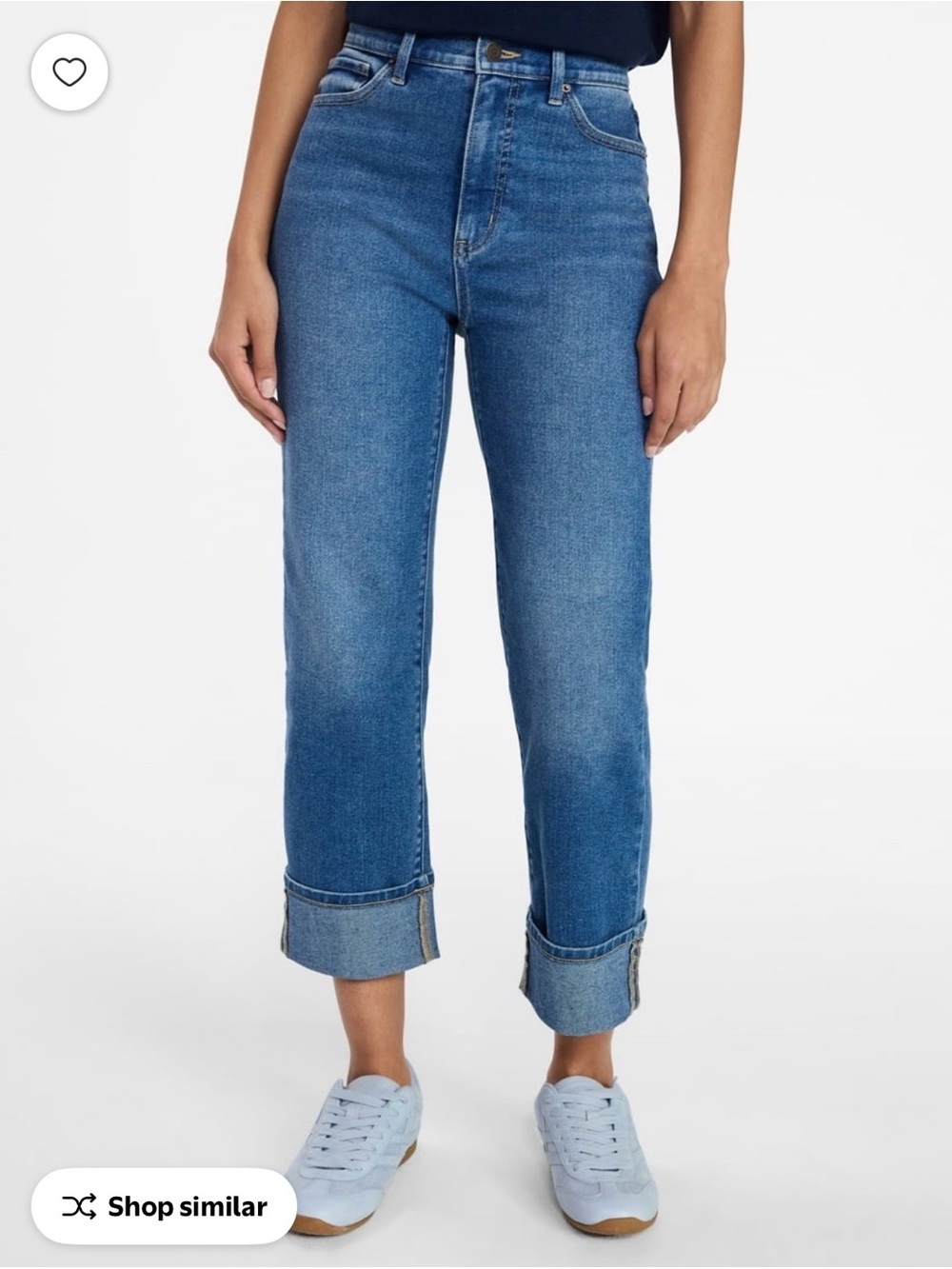 Time and Tru Mid-Blue High-Rise Cropped Straight Jeans